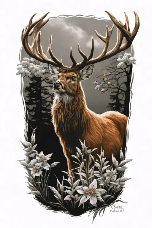 Realistic Red Deer Birds