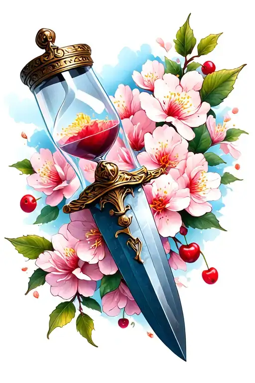 Solo Leveling Dagger With An Hourglass And Cherry Blossoms