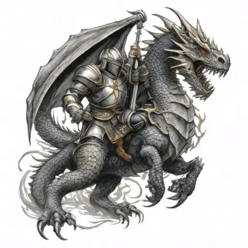 A Knight Fighting A Dragon