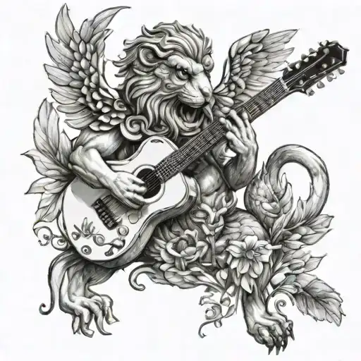 Greek Mythological Animal Playing A Guitar