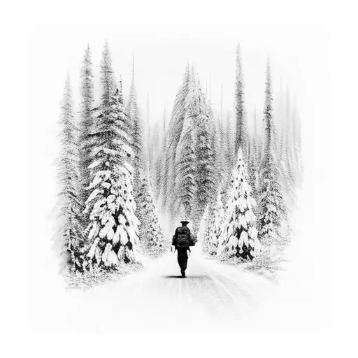 Soldiers Walking From The Mountains Along The Road Through The Forest