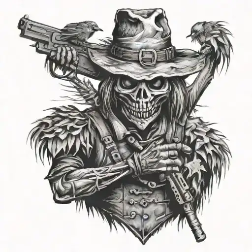 Scarecrow Holding Uzi