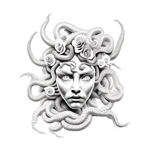 Angry Medusa And Flowers