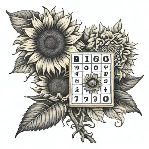 Bingo Card And Sunflowers Intertwined