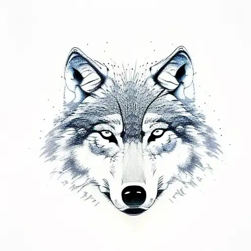 Wolf Profile Face Surrounded By Trees And Nature