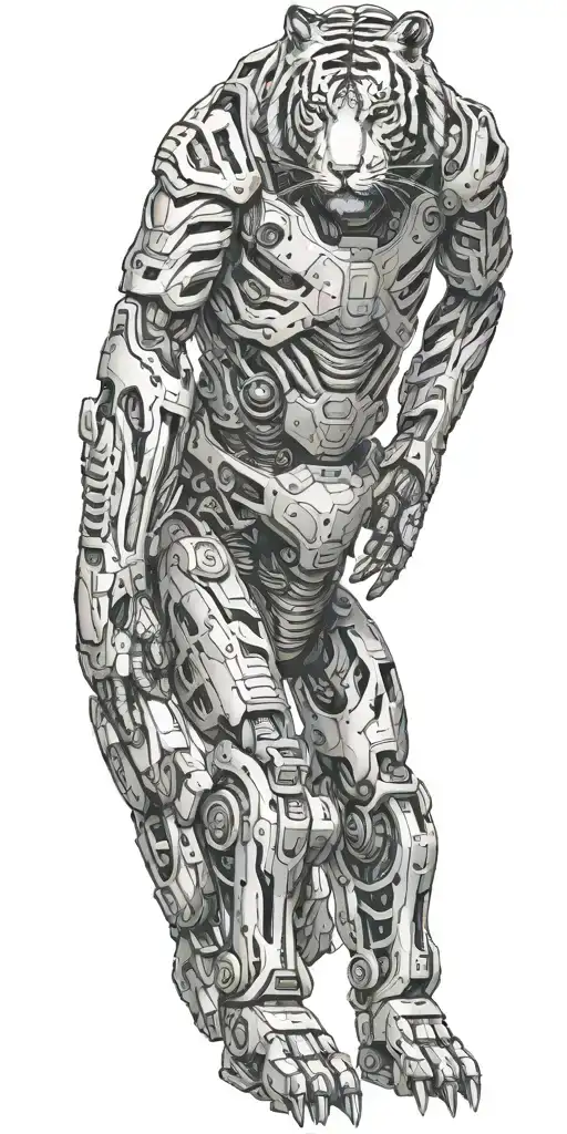 Humanoid Robot Riding A Robot Tiger