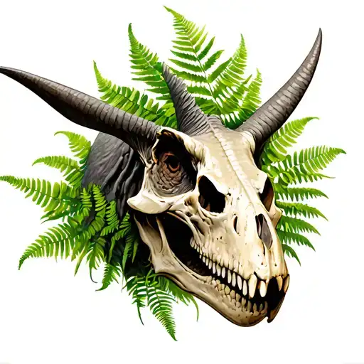 Triceratops Skull With Fern