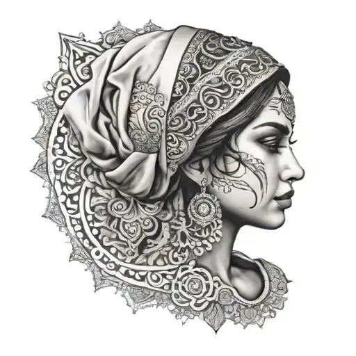 Mandala Arabic Woman Face