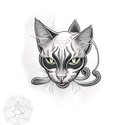 Black Cat Attacking A Spider