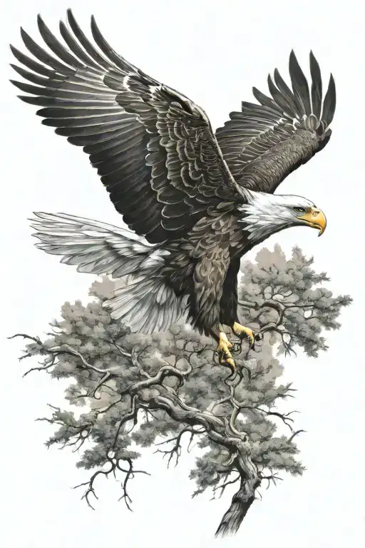 Eagle Flying Over A Forest