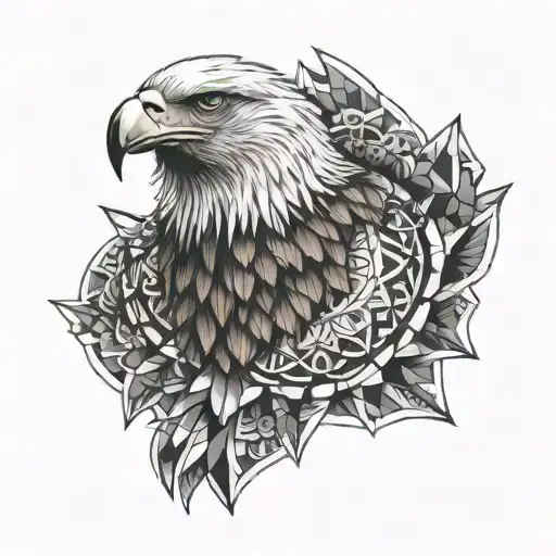 An Eagle With Geometric Shapes Mandalas And