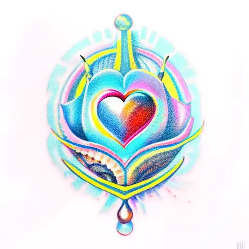 A Realism Tattoo Of A Heart-shaped Seashell With Vibrant Colors