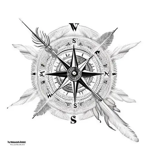 A Compass With Bird Feathers As The Needle