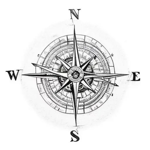 A Pirate Ship Coming Out Of A Compass