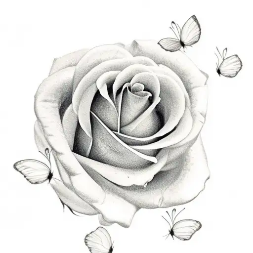 Baby Girl With Roses And Butterflies