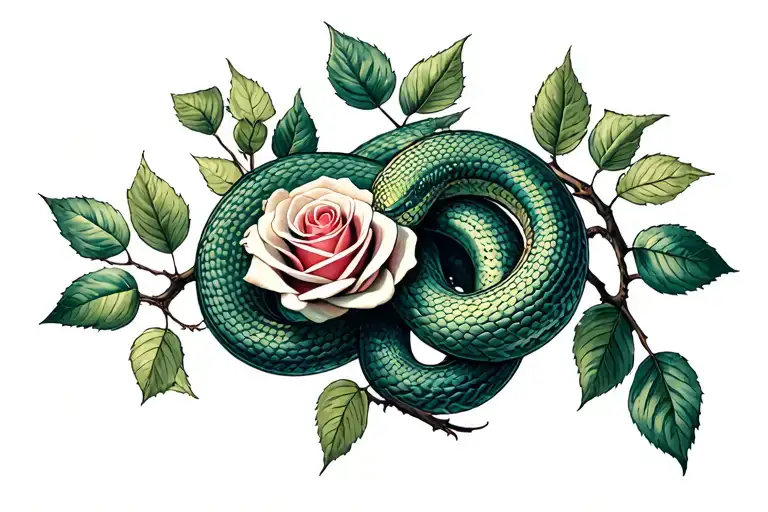 Forbidden Fruit Snake Wrapped Roses Leaves Branches