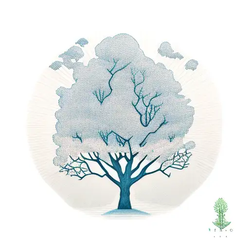 Tree With A Girl In A Bench