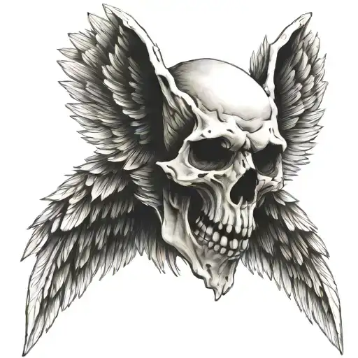 Wings With Howling Wolf Skull