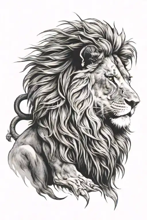 Lion With Angry Face On Shoulder