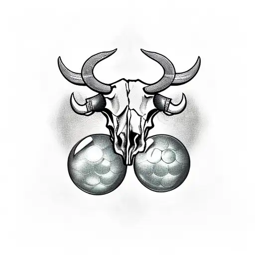 Bull Skull With Eight Ball As Eye