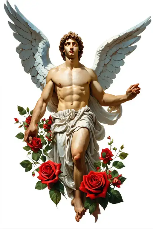 Roses And An Male Angel Falling