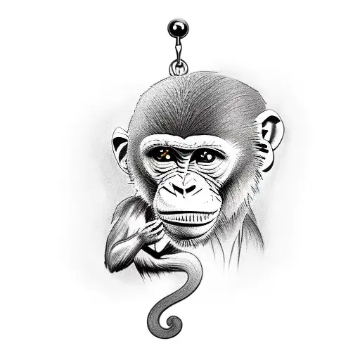 A Monkey Hanging From An Olive Tree