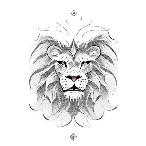 A Fierce Lion Reading A Book In A Blackwork Style