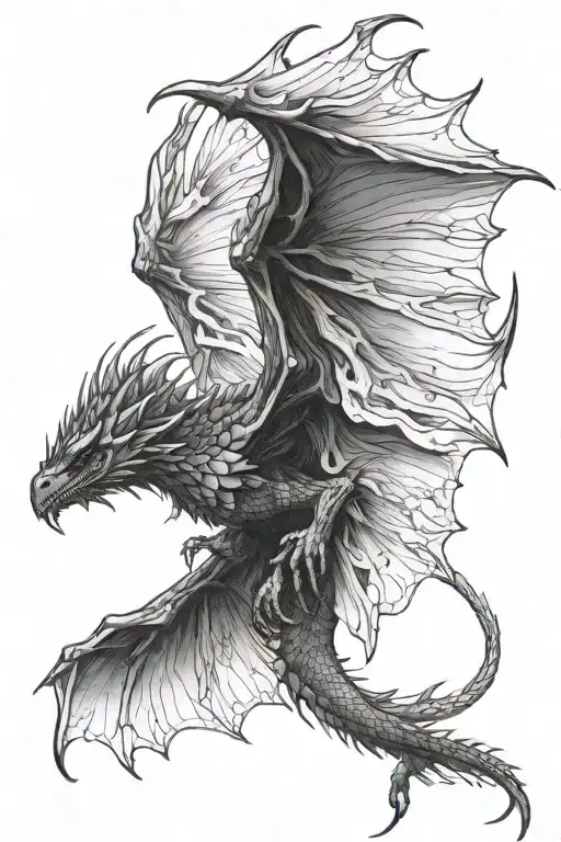 Black Wyvern With Spread Wings