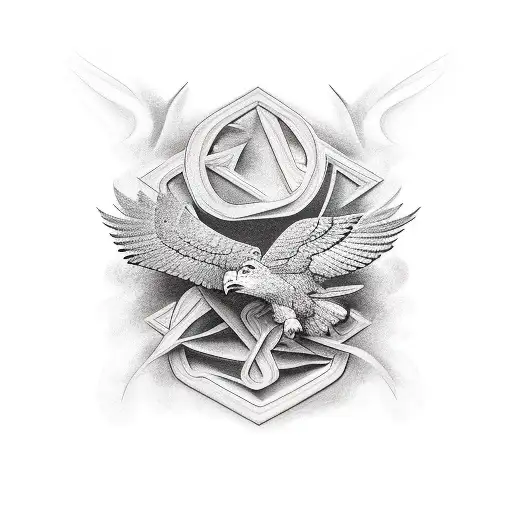 Letters Cmsm And Eagle Head On Shoulder