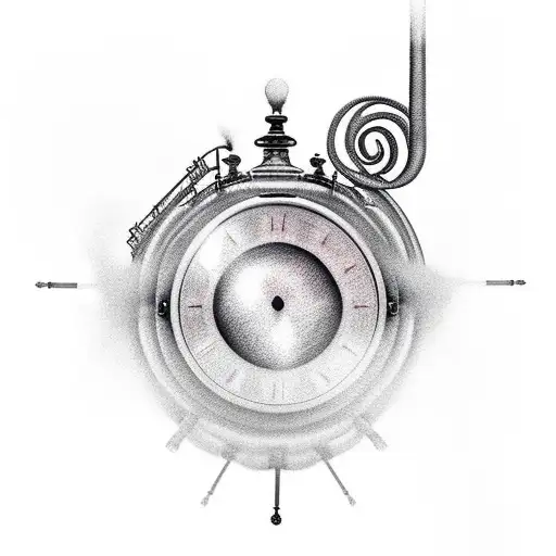 A Realistic Tattoo Of A Train Engine With A Music Note Smoke Trail