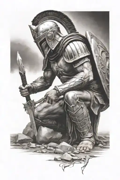 Spartan Warrior Kneeling