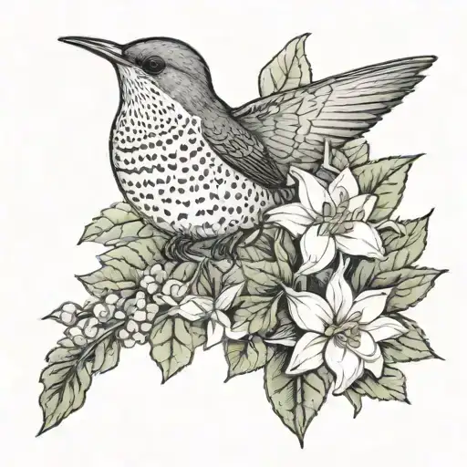 A Memorial Tattoo Of A Northern Flicker And December Birth Flowers Narcissus And Holly