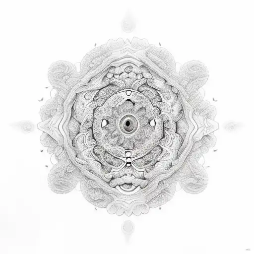 A Realistic Depiction Of A Full Moon With Intricate Floral Patterns