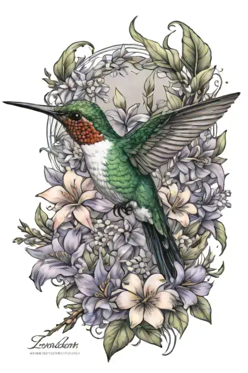 Hummingbird Surrounded By Flowers