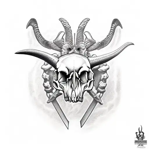 Sword Through A Goat Skull