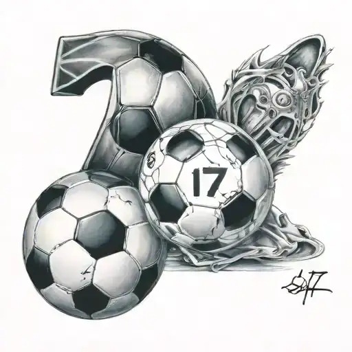 Soccer Ball Number 17 Written Family Grandma