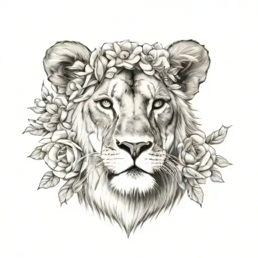 Lioness With Flower Crown