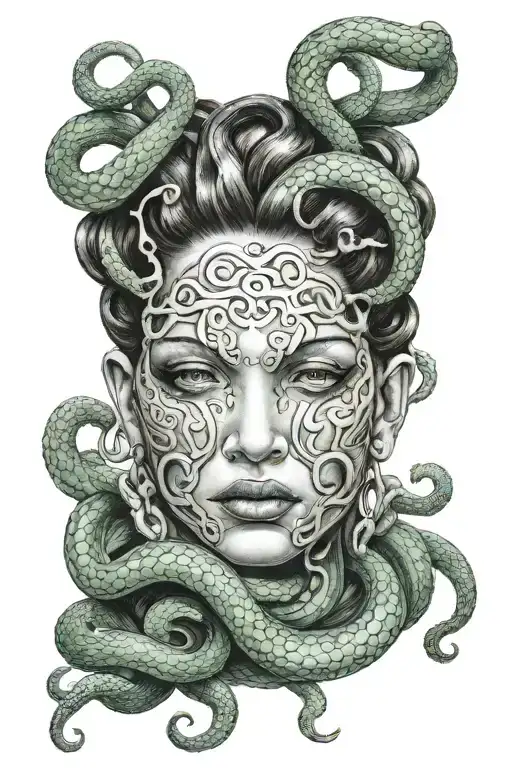 Medusa With A Half Of A Face Mask Broken