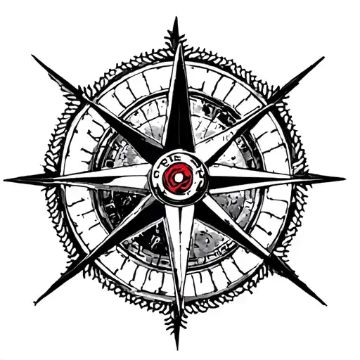 Firefighter Silouette In A Compass Rose