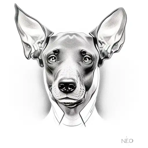 Black Dobberman Head Whit Cut Ears