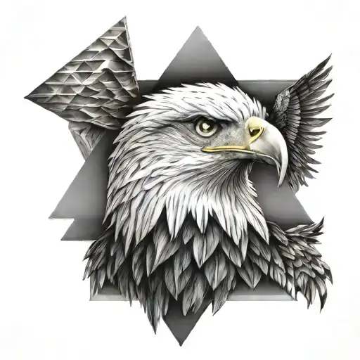 Eagle Head Against The Background Of A Pyramid