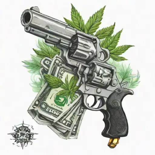 Weed Guns Money Music Themed Tattoo Iceberg