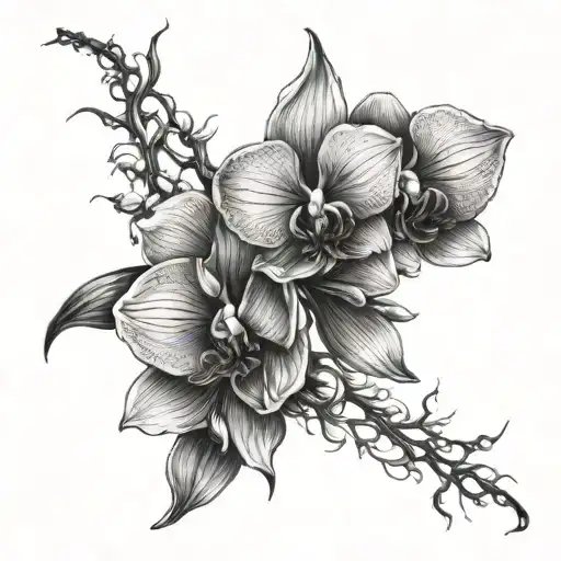 Orchid Spine Tattoo Design