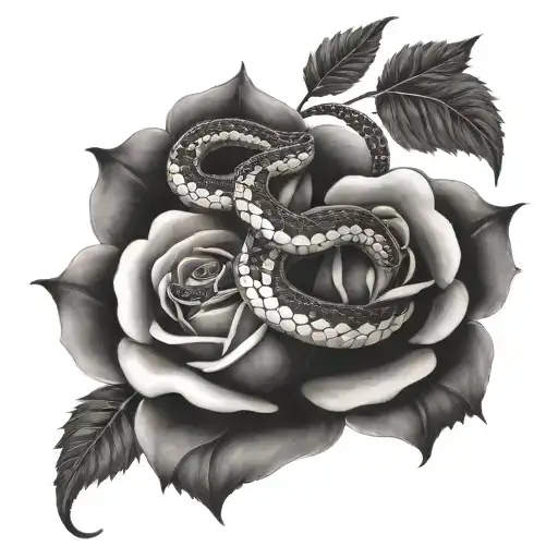 Snake And Roses Intertwined