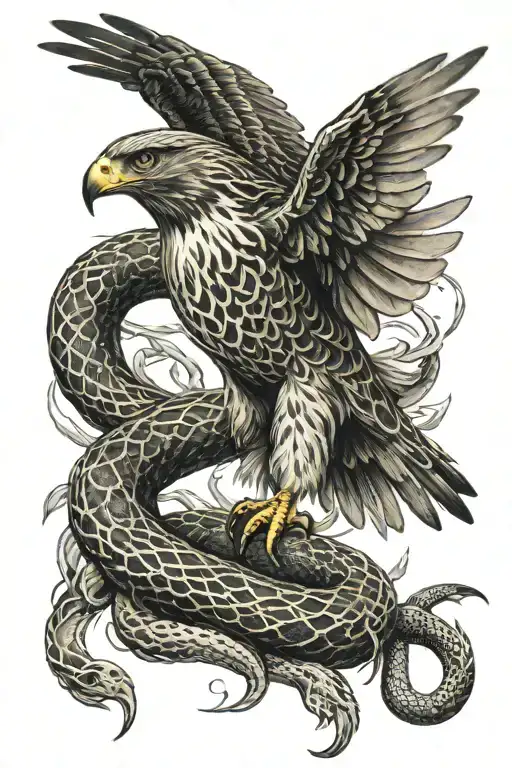 Hawk Swooping Up Snake