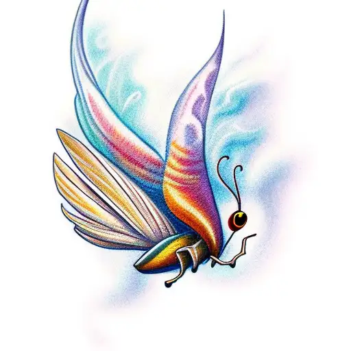 A Majestic Flying Moth Surrounded By Swirling Waves