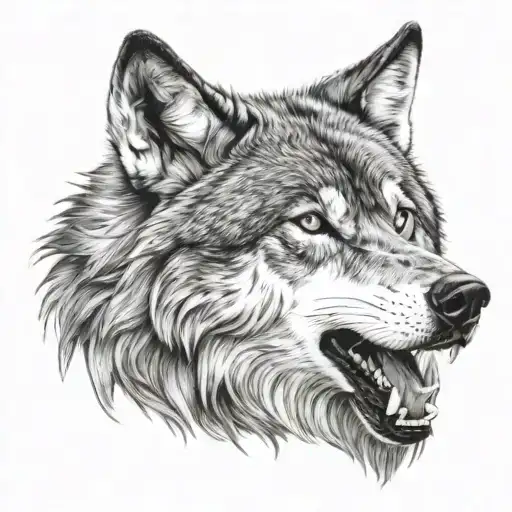 Head Wolf Black And With