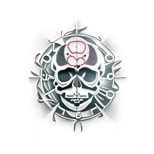 Skull And Clock Split By Knife