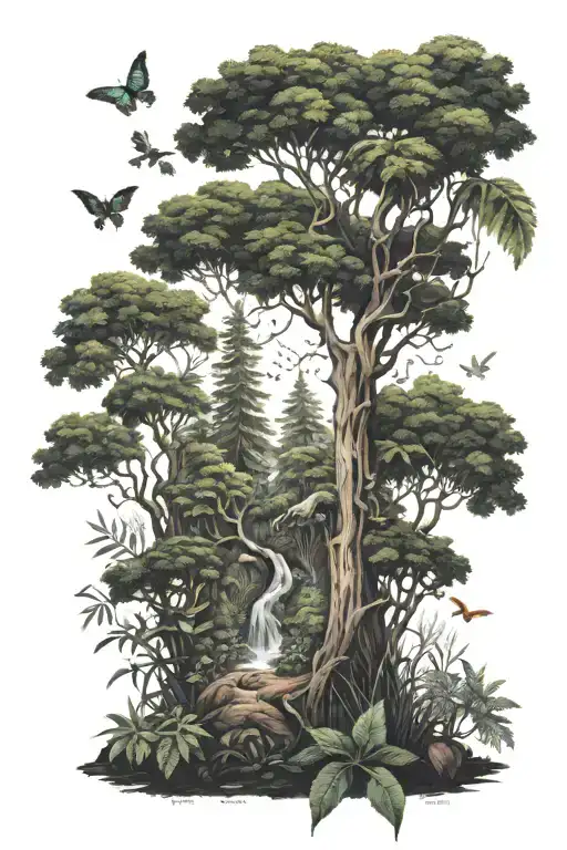 A Forest Scene With Plant Spirits