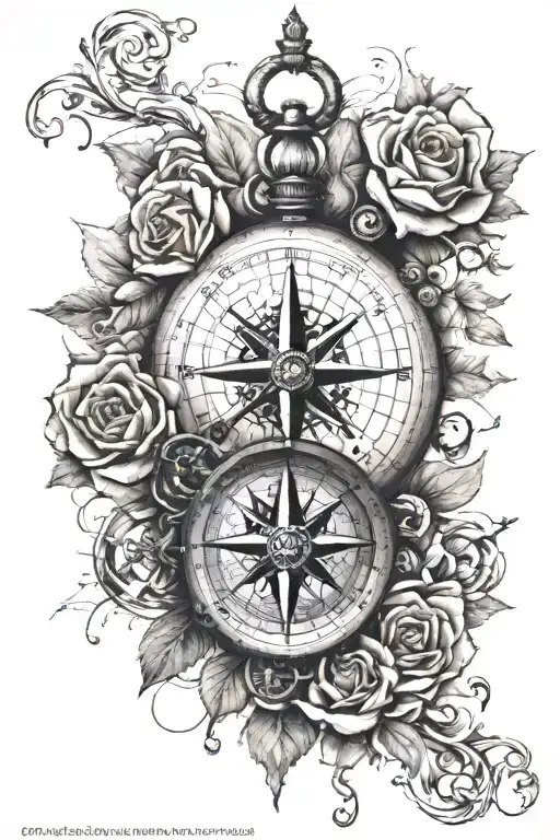 Compass And Roses Om A Map